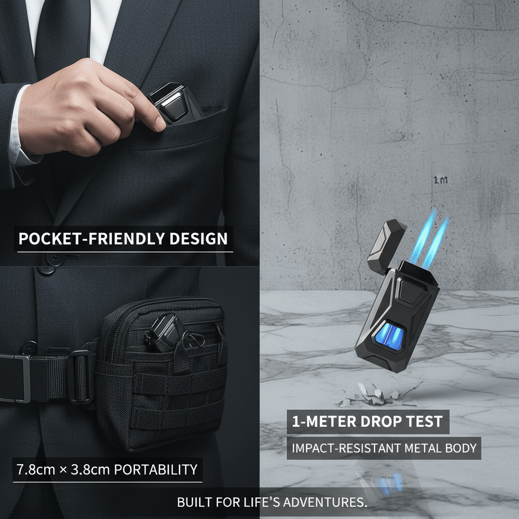 Voice-Activated Dual Flame Lighter – Windproof & Rechargeable