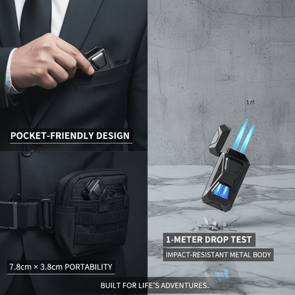Voice-Activated Dual Flame Lighter – Windproof & Rechargeable