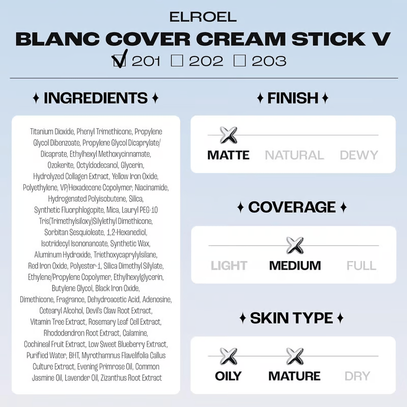 🌟Cream Stick V White Korean Color-Changing Foundation Stick with Volufiline+ Free Brush