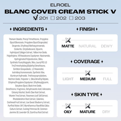 🌟Cream Stick V White Korean Color-Changing Foundation Stick with Volufiline+ Free Brush