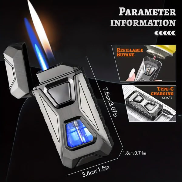 Voice-Activated Dual Flame Lighter – Windproof & Rechargeable